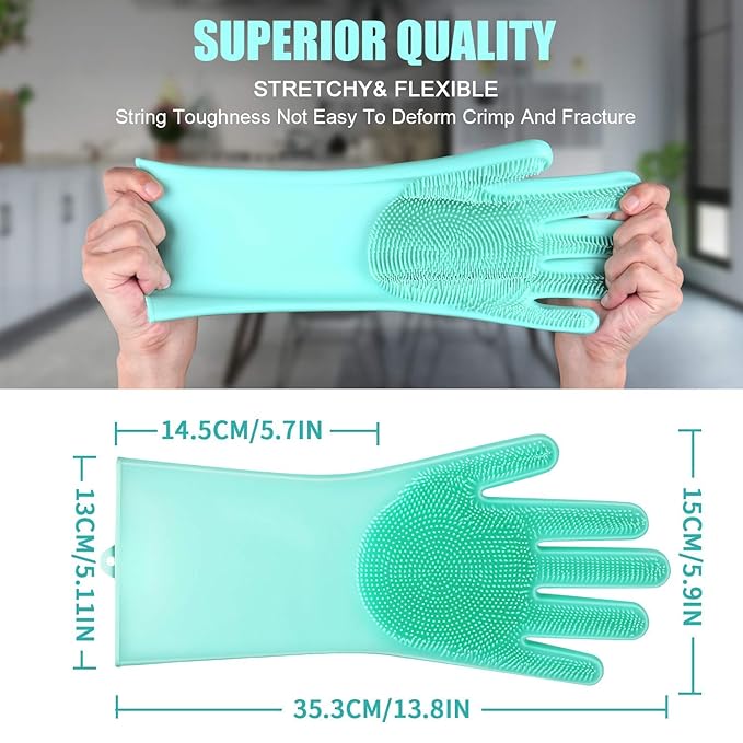 Reusable Silicone Dishwashing Gloves | Multi-Purpose Cleaning