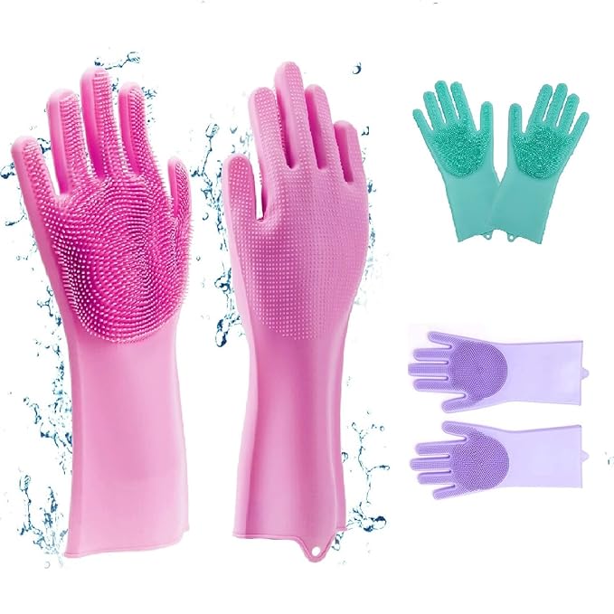 Reusable Silicone Dishwashing Gloves | Multi-Purpose Cleaning