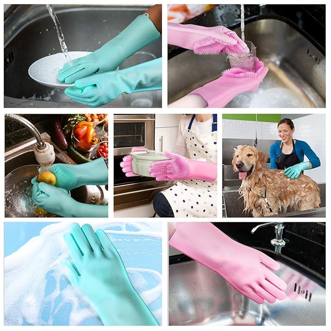 Reusable Silicone Dishwashing Gloves | Multi-Purpose Cleaning