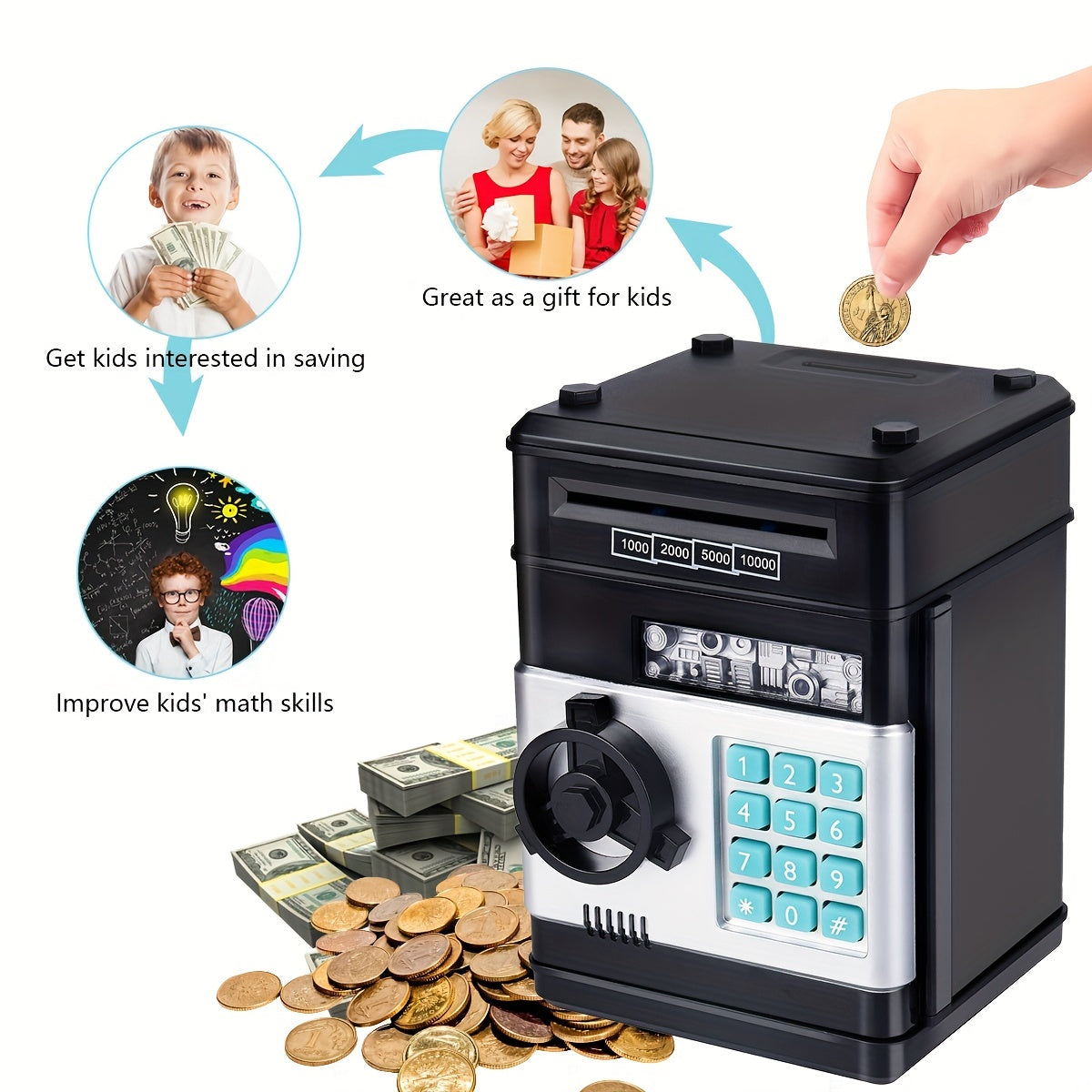 Kids Electronic Piggy Bank Safe with Password | Money Saving Box Toy