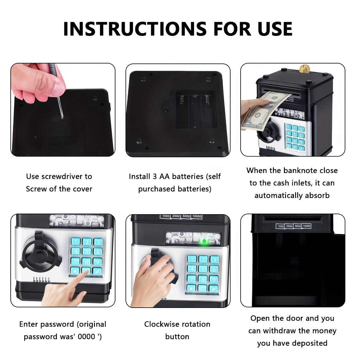 Kids Electronic Piggy Bank Safe with Password | Money Saving Box Toy